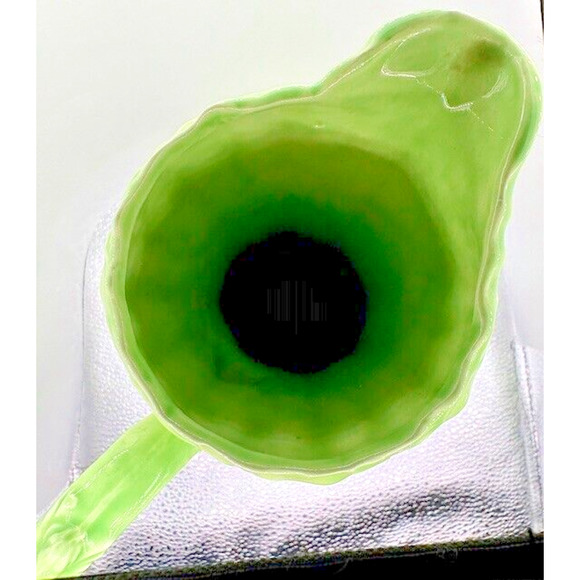 Victorian Style GREEN Ornate Ceramic Pitcher with Wash Basin Hand Painted - Picture 5 of 11